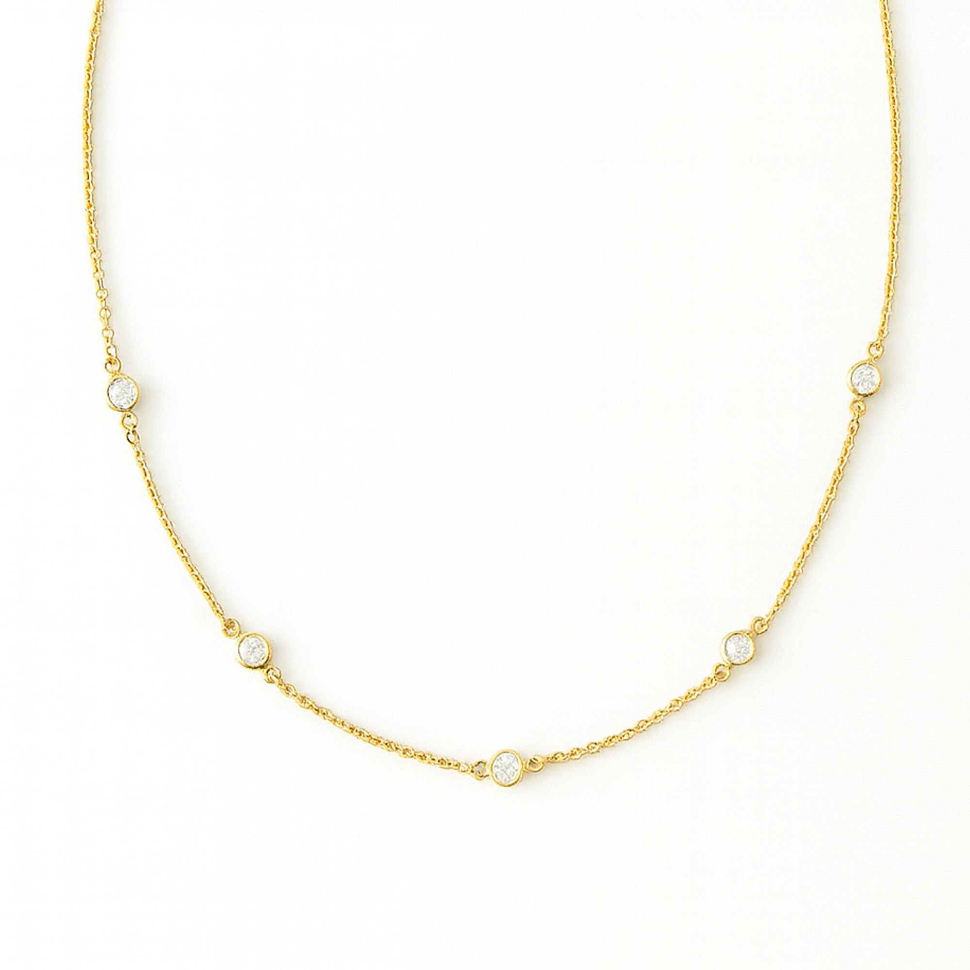 Bezel Set Diamond Chain Necklace