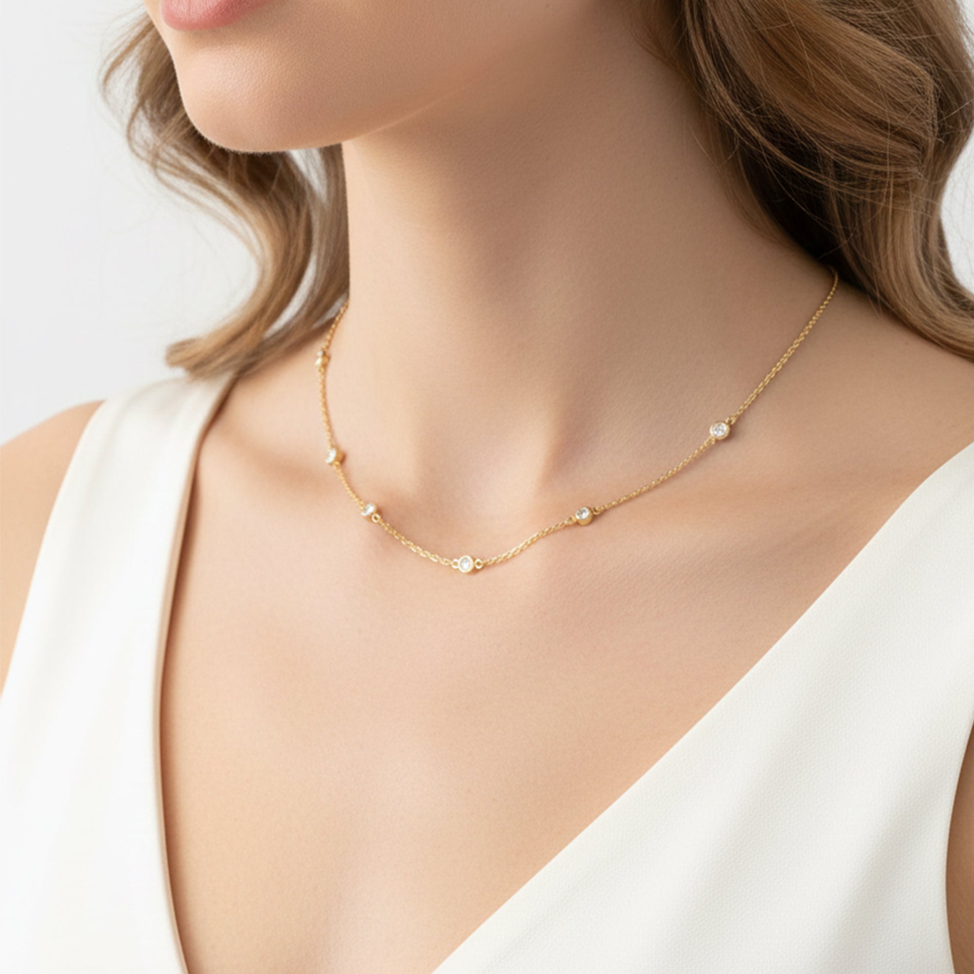 Bezel Set Diamond Chain Necklace