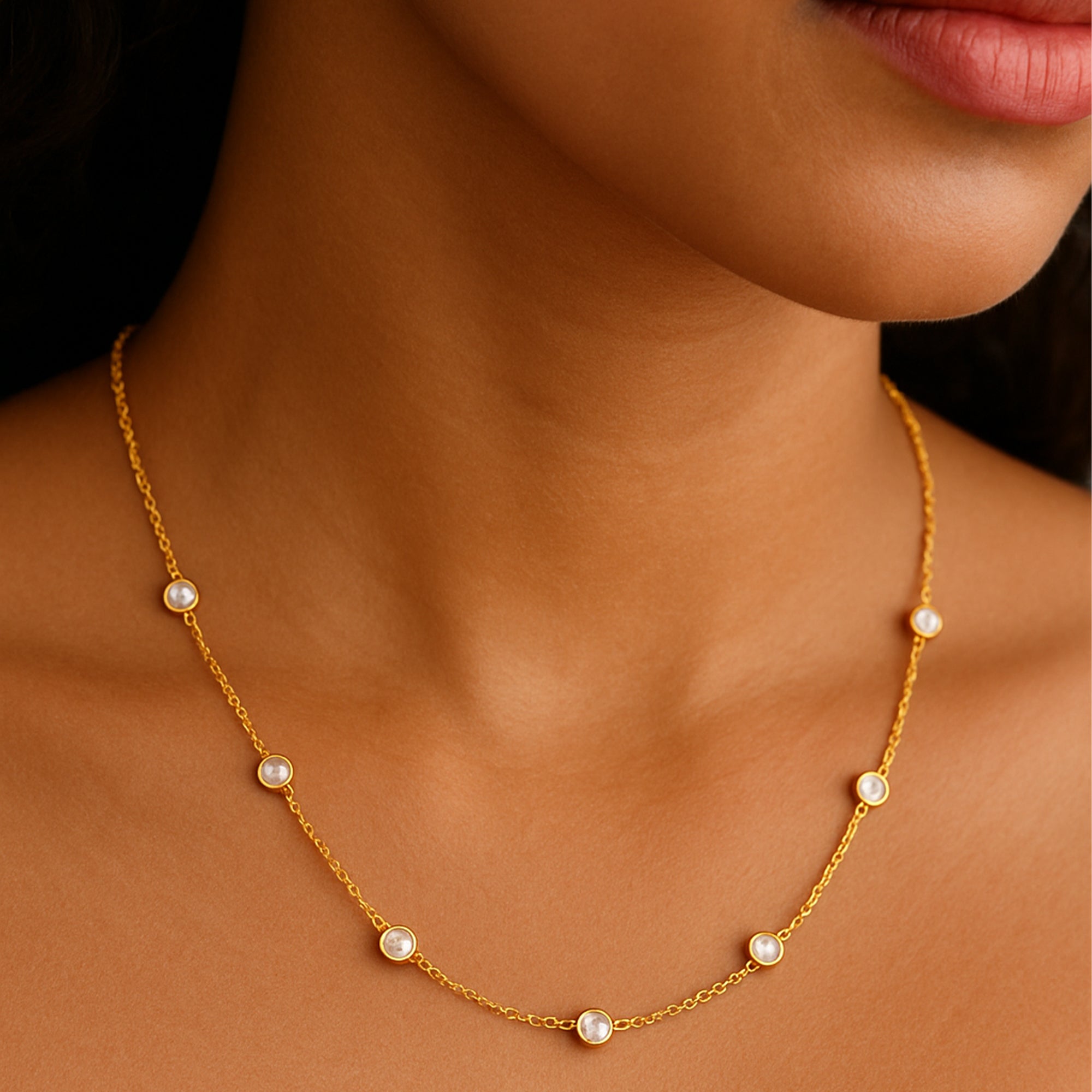 Bezel Set Diamond Chain Necklace