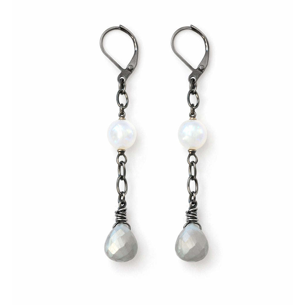 Pyrite & Pearl Dangle Earrings