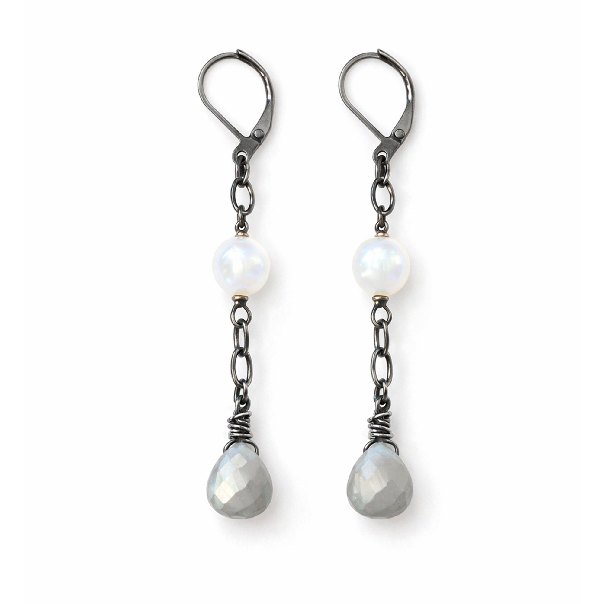 Pyrite & Pearl Dangle Earrings