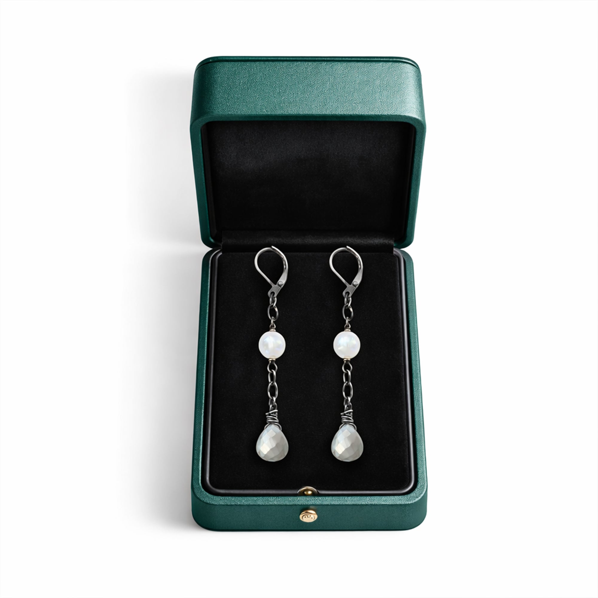 Pyrite & Pearl Dangle Earrings