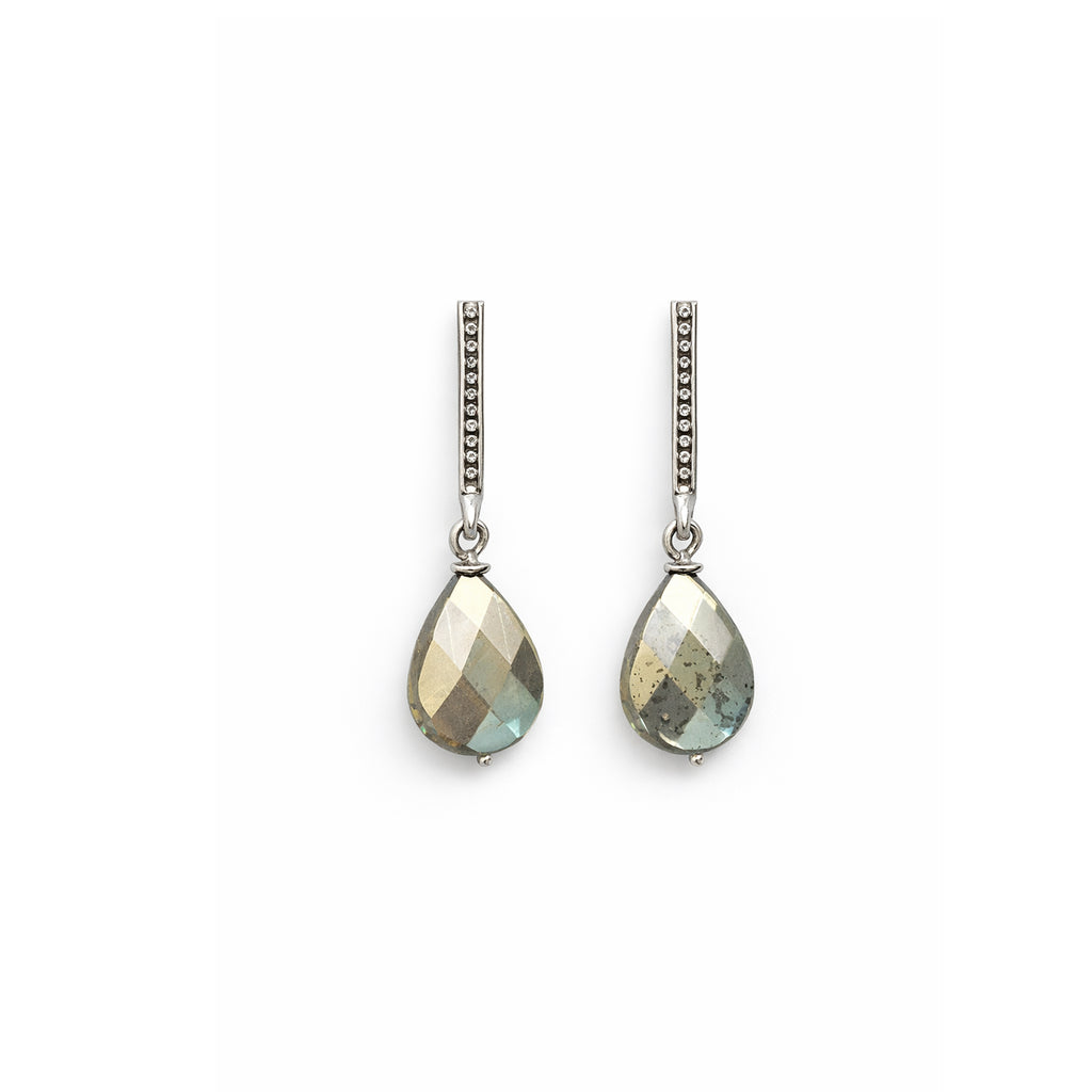 Black Spinel Pyrite Earrings
