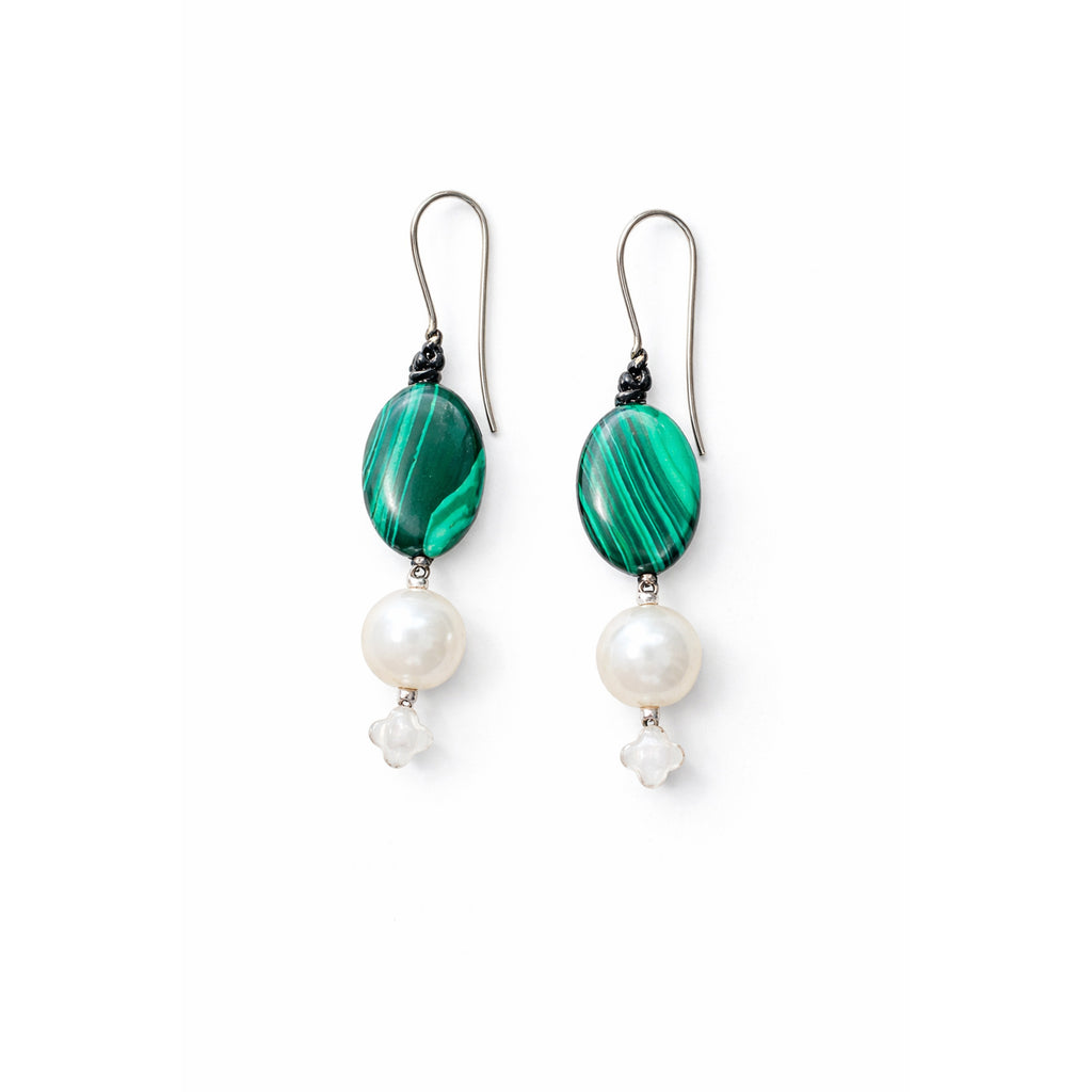 Malachite & Pearl Earrings