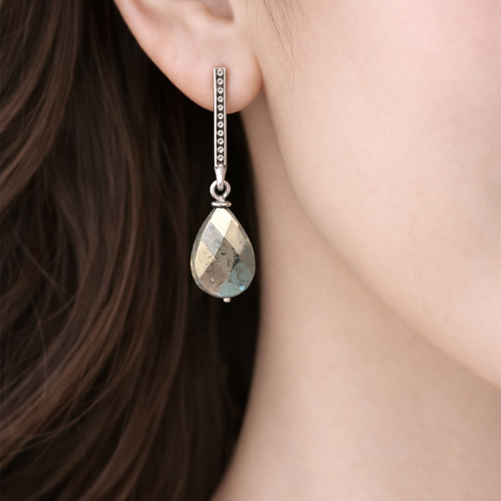 Black Spinel Pyrite Earrings