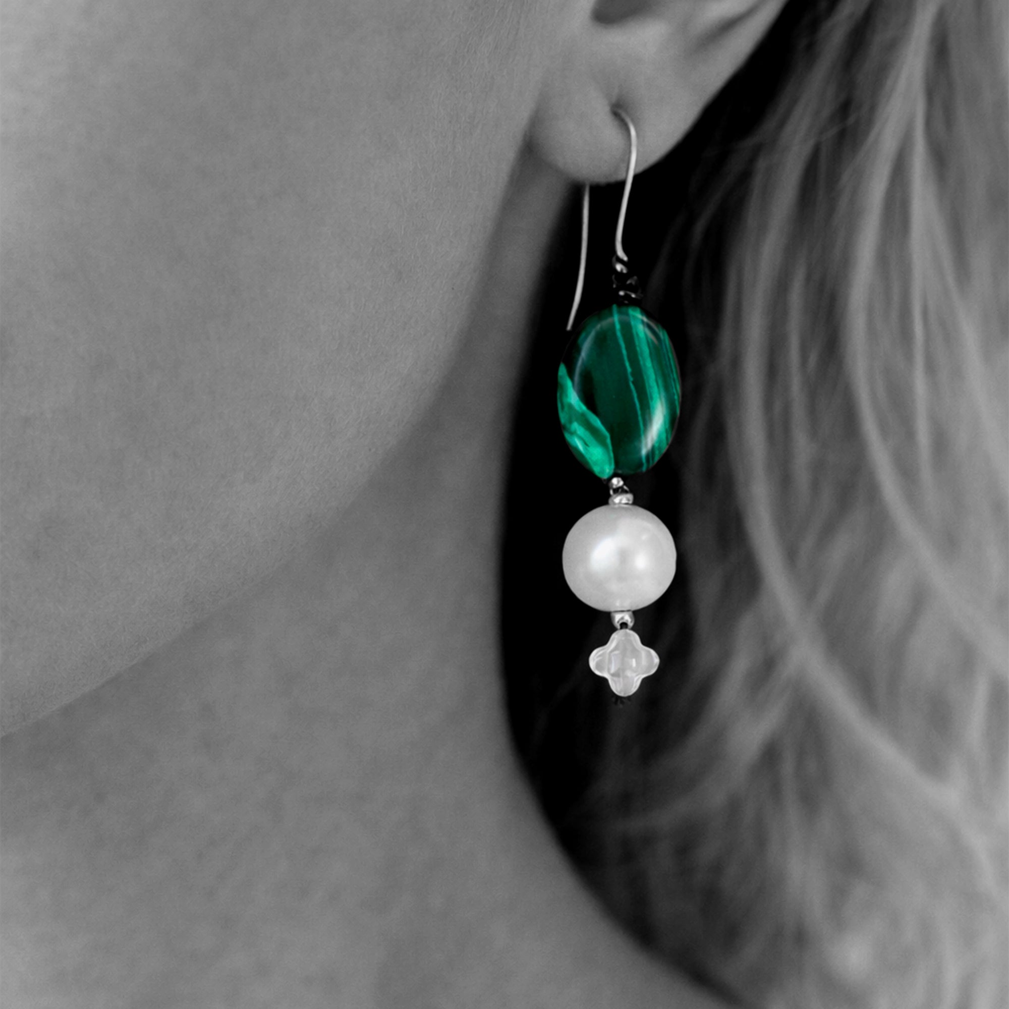Malachite & Pearl Earrings