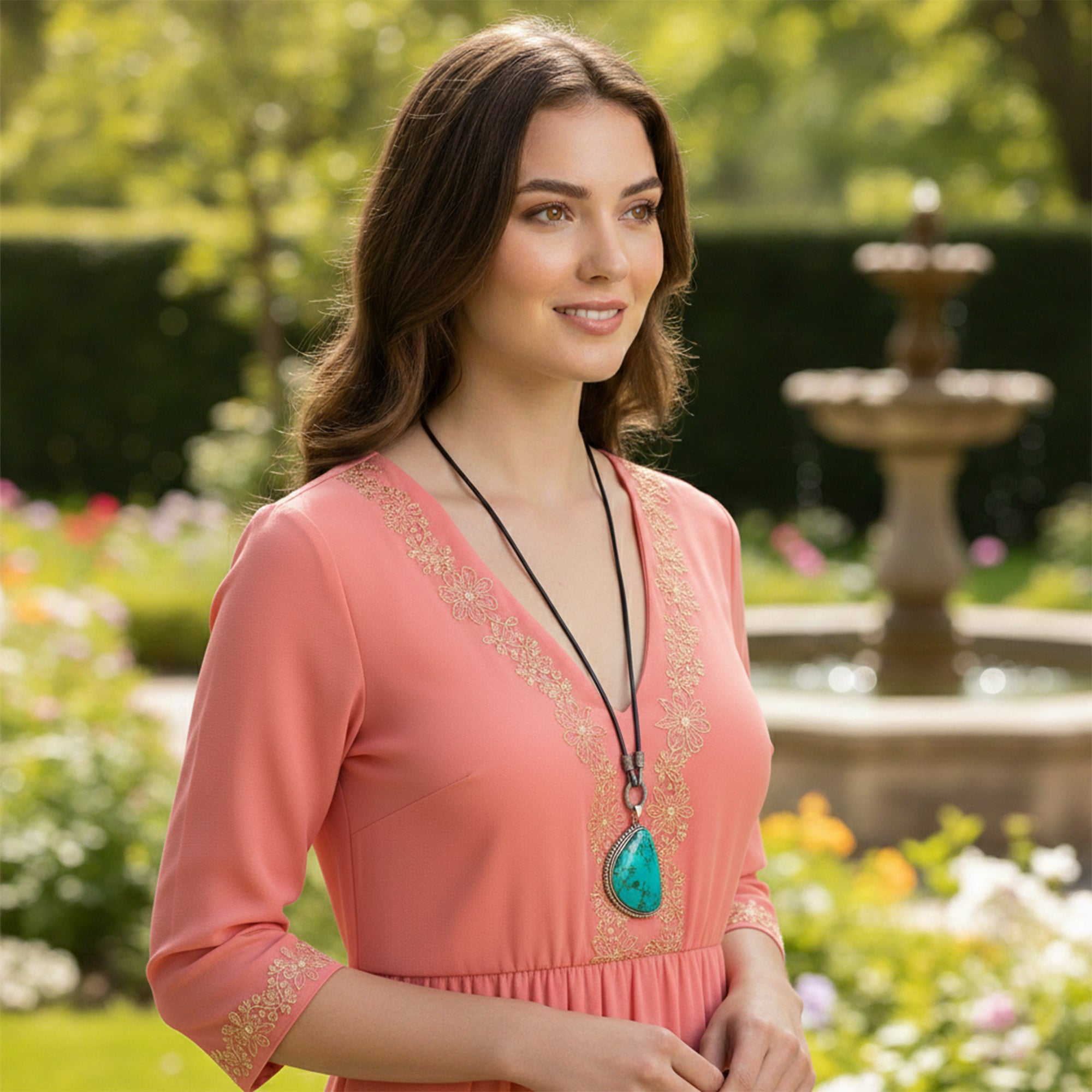 Turquoise Stone Pendant Necklace