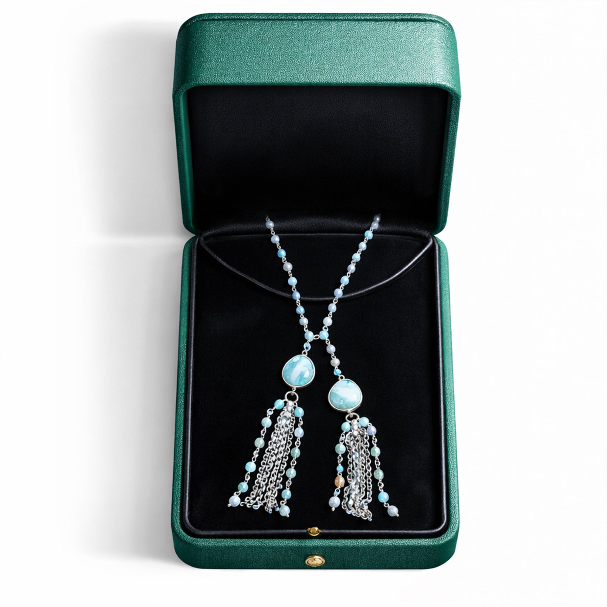 Beaded Agate Tassel Necklace