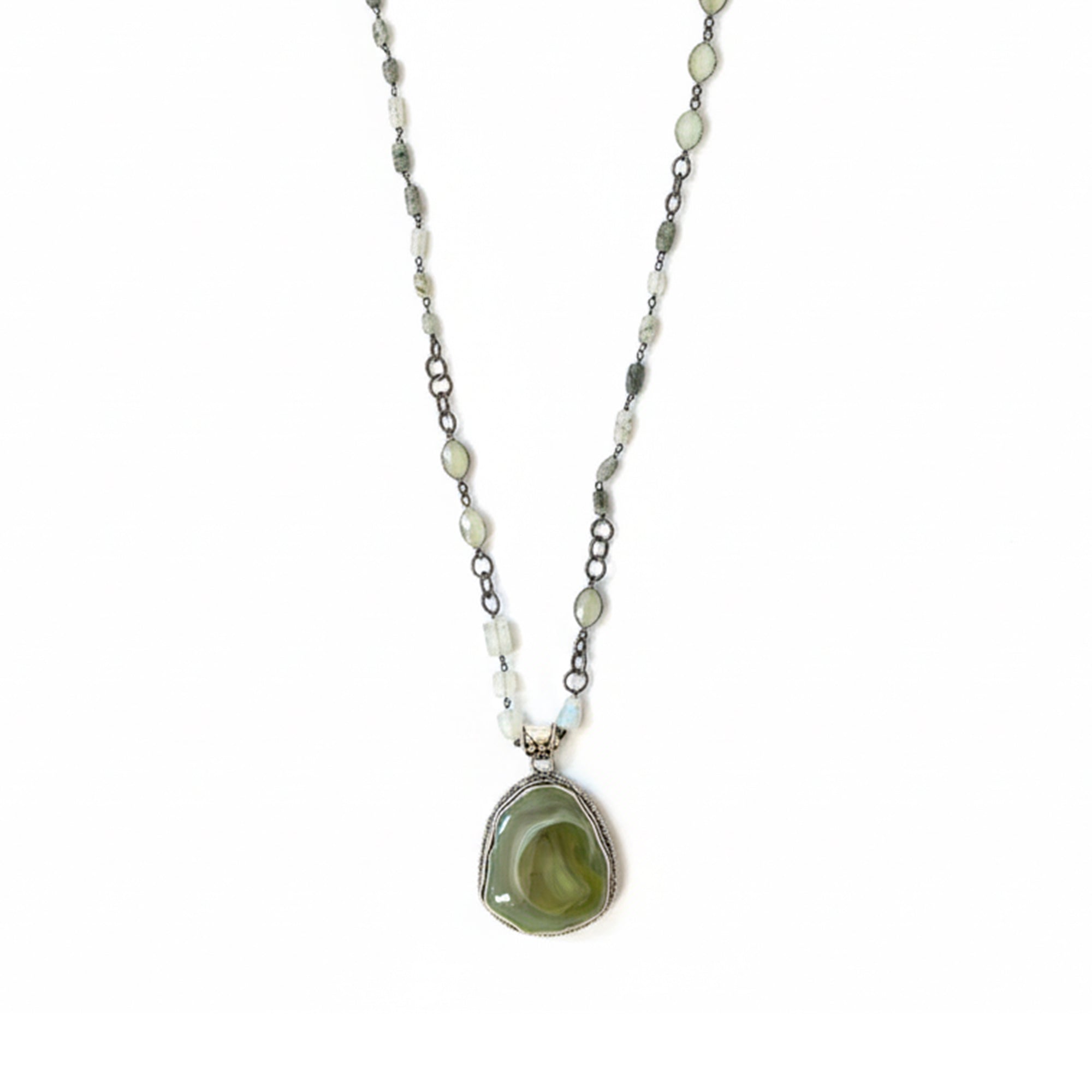 Green Agate Pendant Necklace