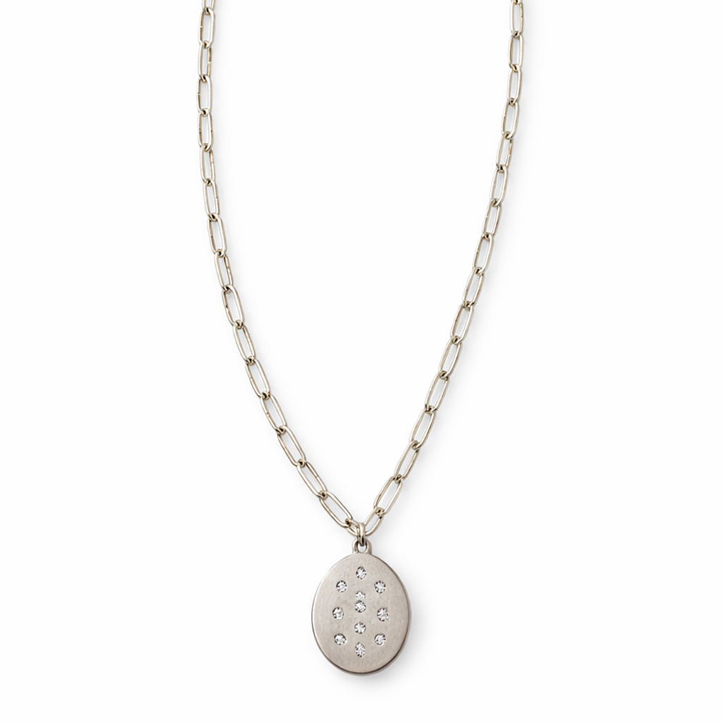 Pave Oval Pendant Necklace