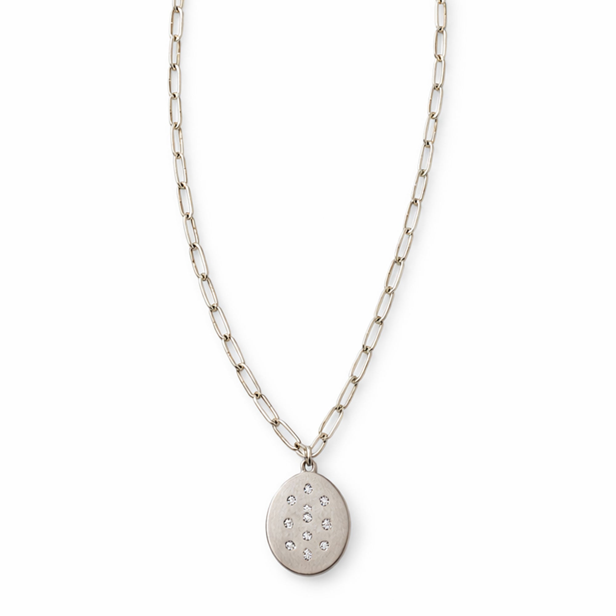 Pave Oval Pendant Necklace