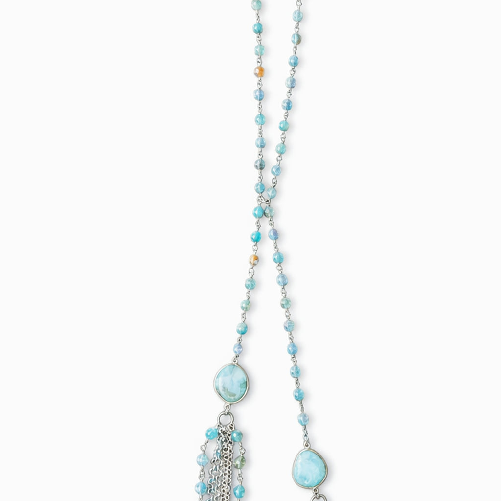Beaded Agate Tassel Necklace