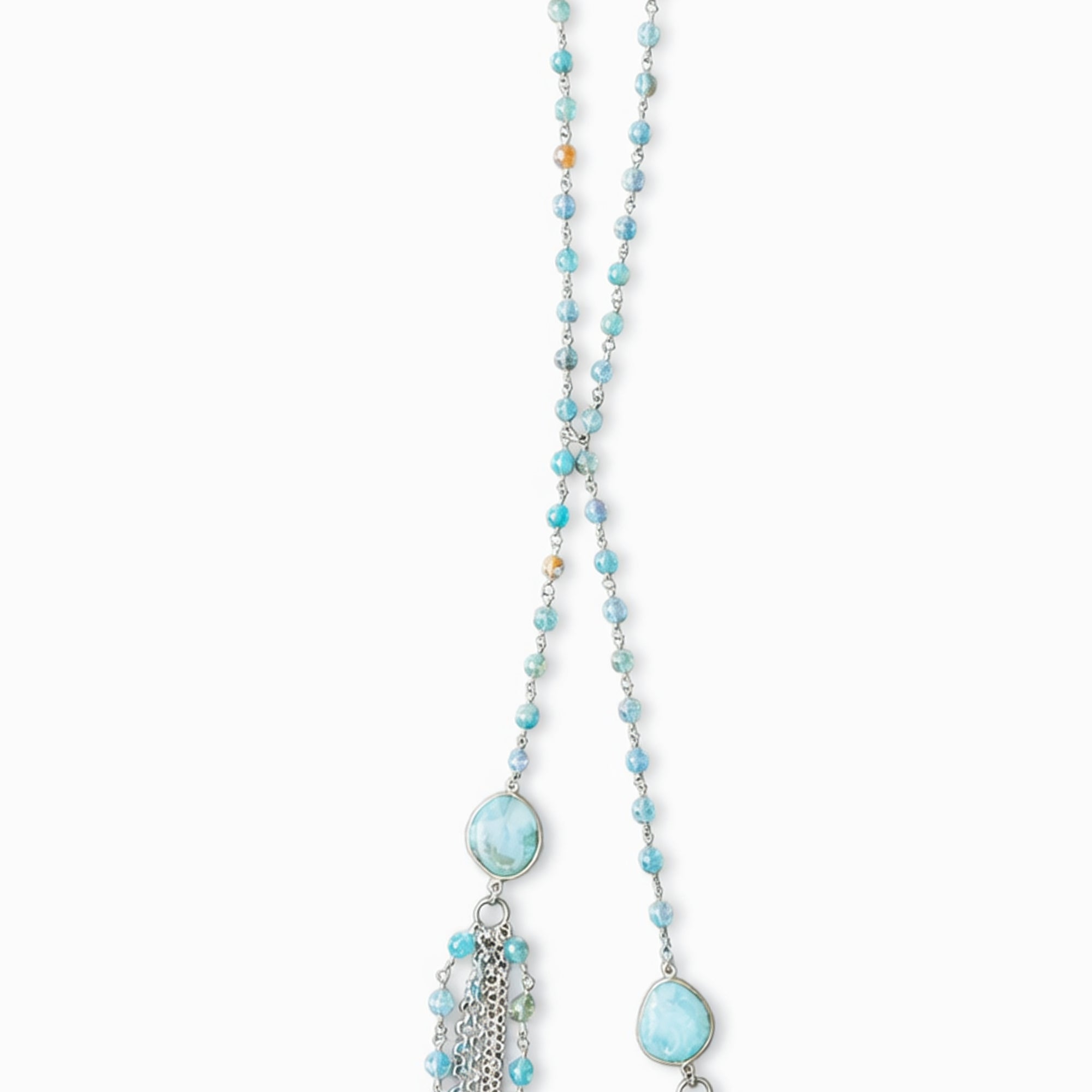Beaded Agate Tassel Necklace