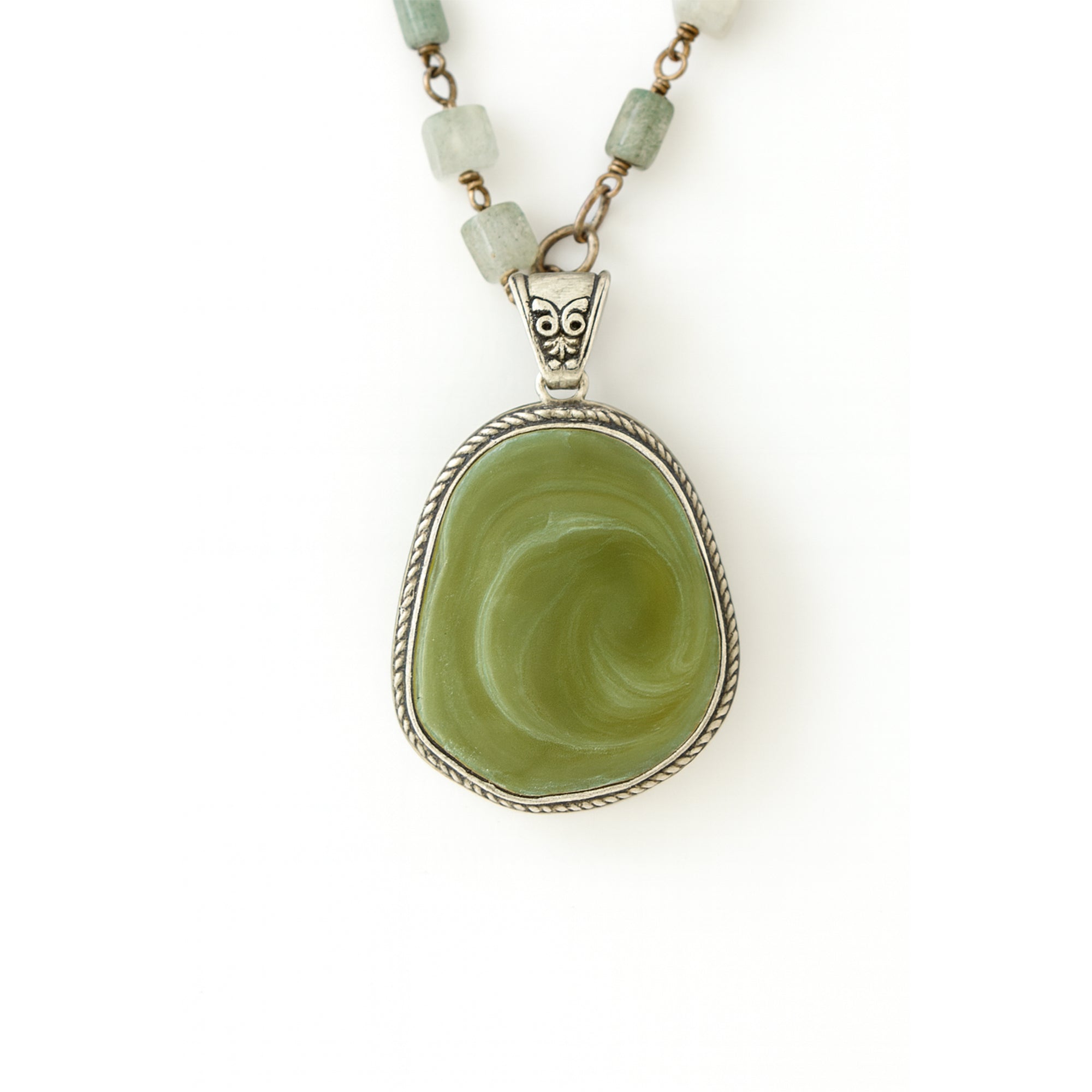 Green Agate Pendant Necklace