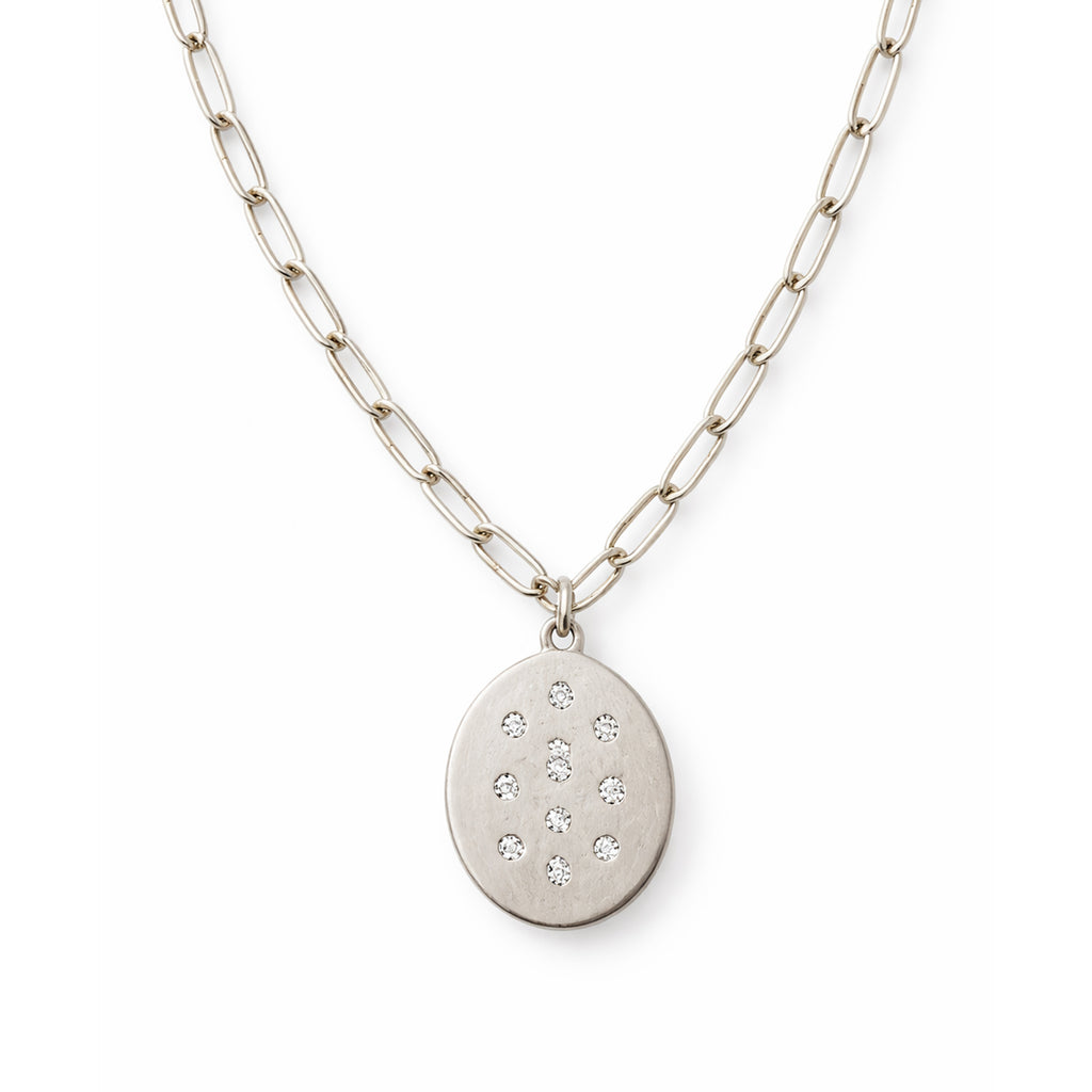 Pave Oval Pendant Necklace