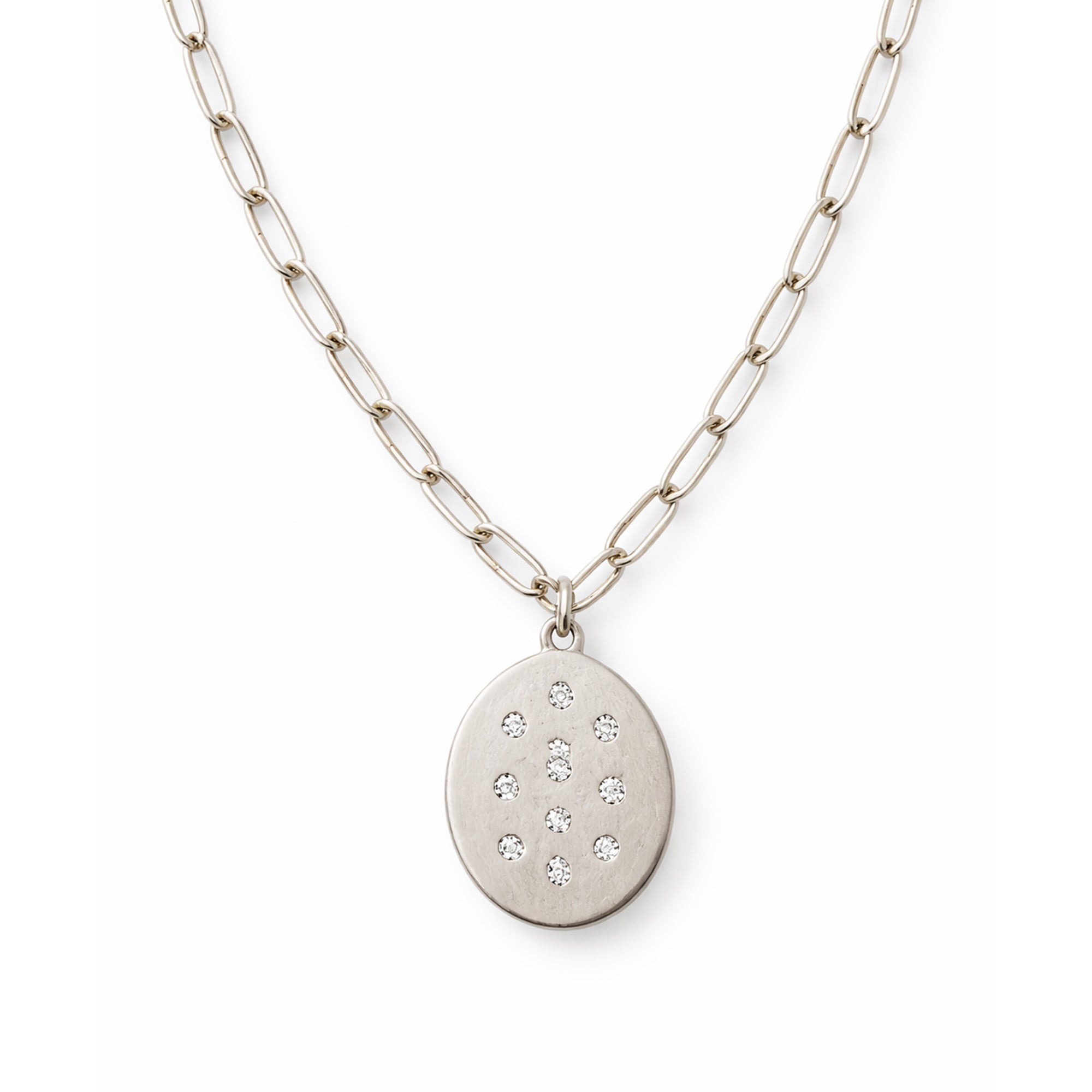 Pave Oval Pendant Necklace