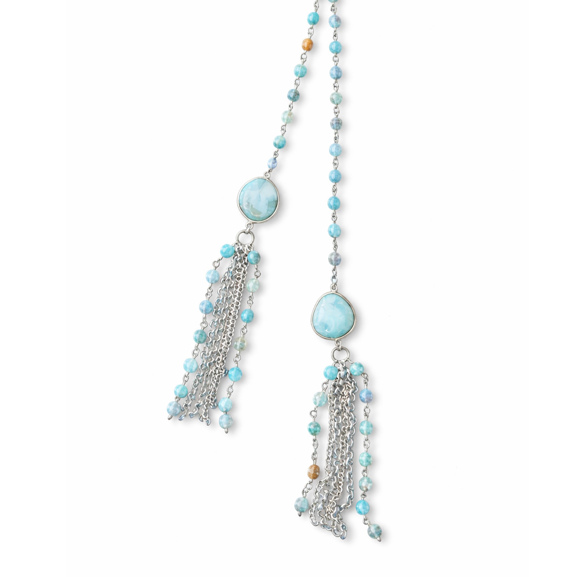 Beaded Agate Tassel Necklace
