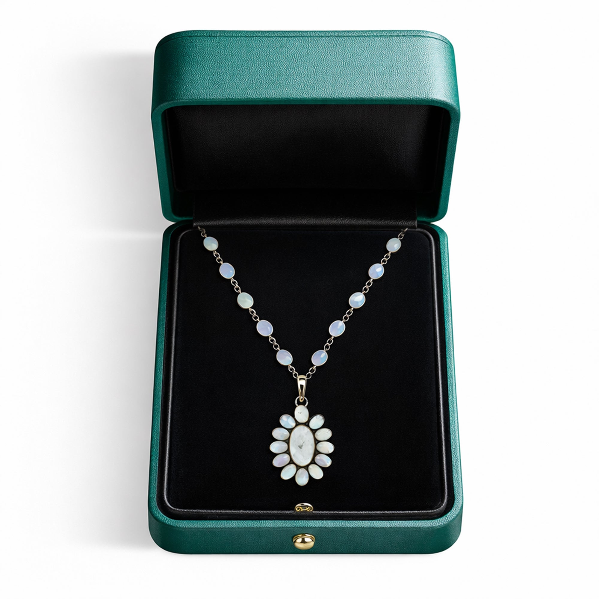 Moonstone Flower Pendant Necklace