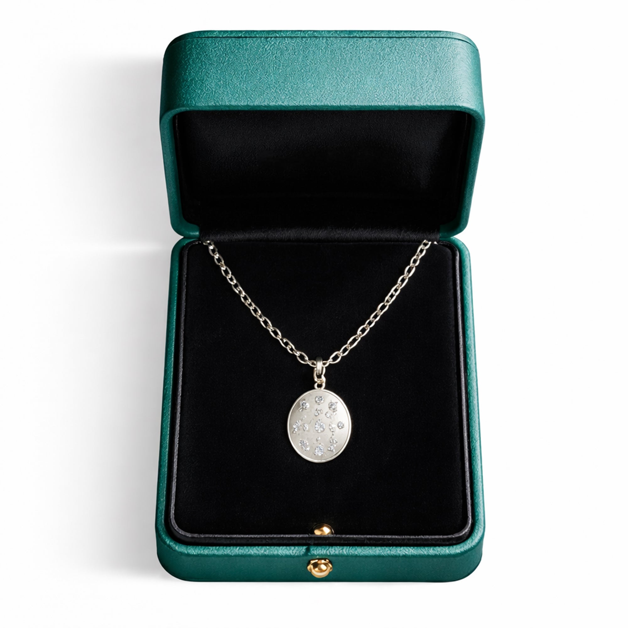 Pave Oval Pendant Necklace
