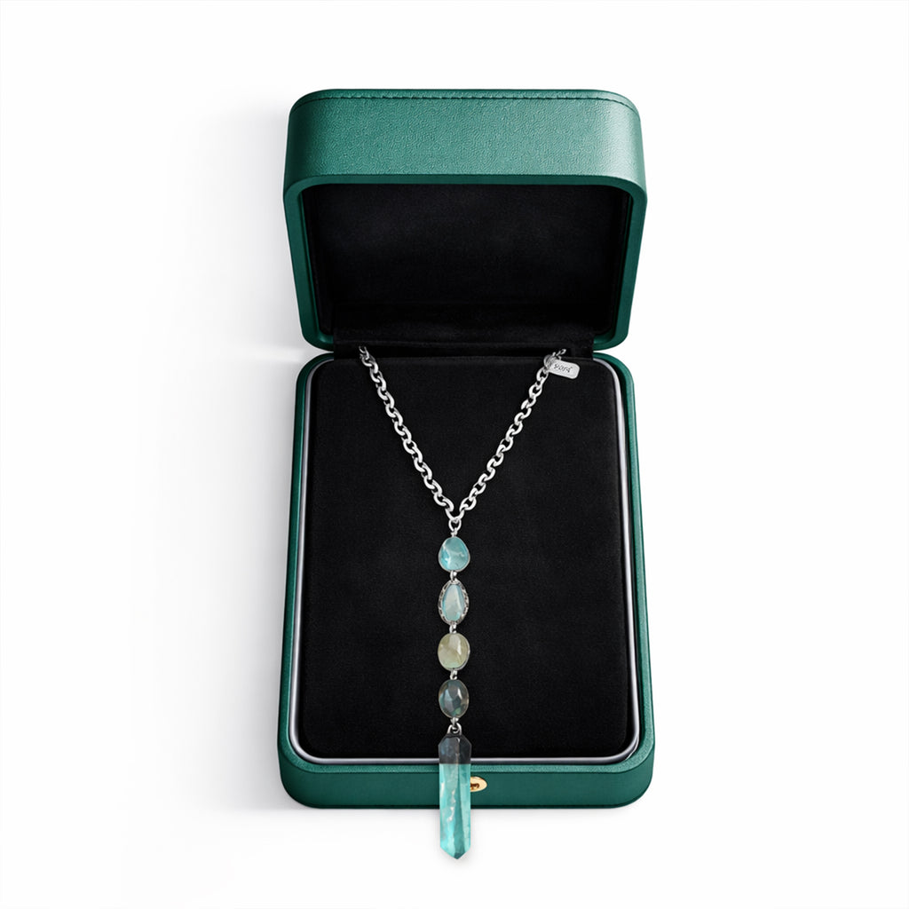Aqua Quartz Crystal Necklace