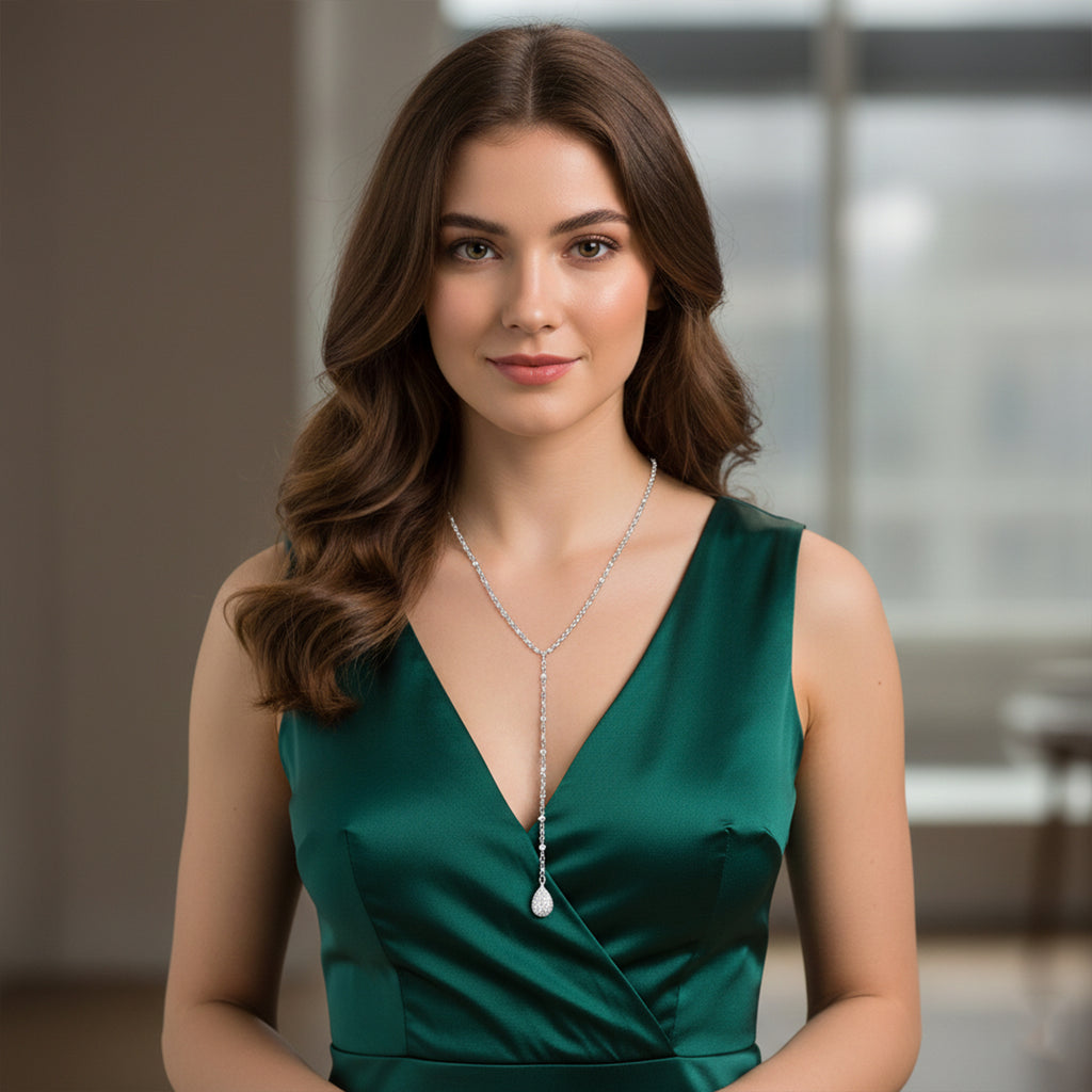Pave Diamond Teardrop Necklace
