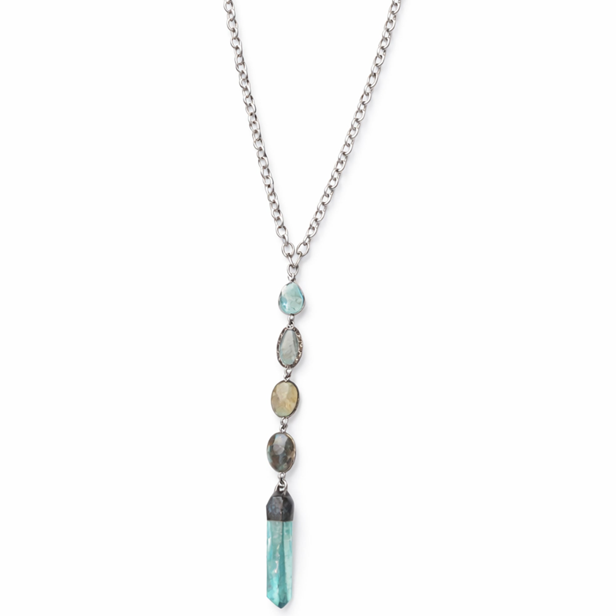 Aqua Quartz Crystal Necklace